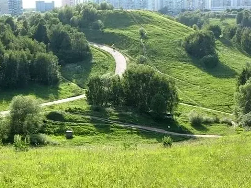Одерновка склонов на территории парка «Крылатские холмы» в Москве